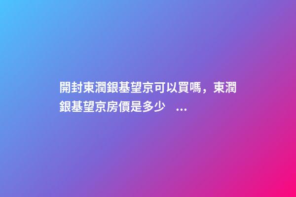 開封東潤銀基望京可以買嗎，東潤銀基望京房價是多少？